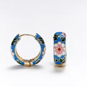 Floral Enamel Hoop Earrings